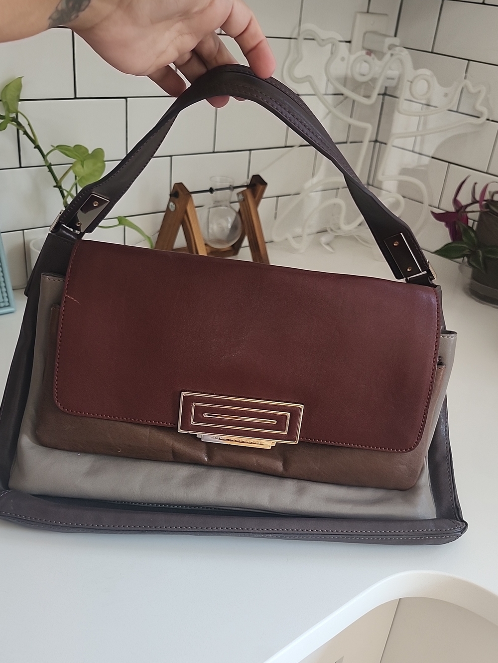 Anya Hindmarch Multicolor Leather Shoulder Bag - Brown, Gray & Taupe